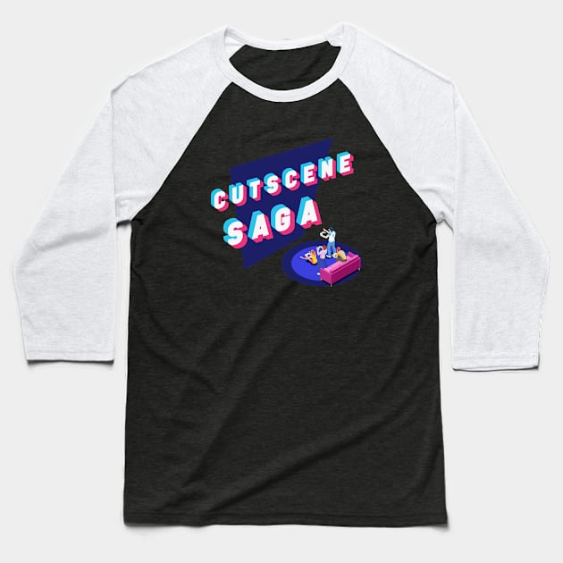 Cutscene Saga Badge Baseball T-Shirt by That's Not Canon Productions